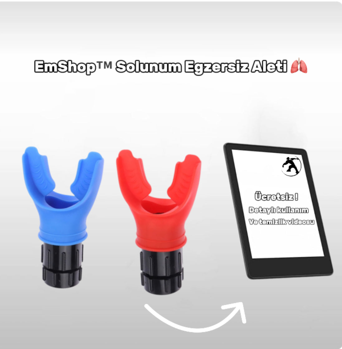 EmShop™ Solunum Egzersizi + Ücretsiz kullanım rehberi (Kırmızı,Mavi)