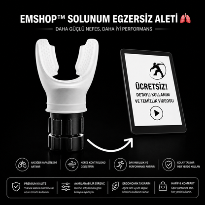 EmShop™ Solunum Eğitmeni + Ücretsiz kullanım rehberi (Beyaz)