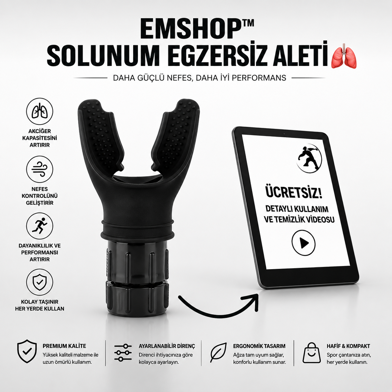 EmShop™ Solunum Eğitmeni + Ücretsiz kullanım rehberi